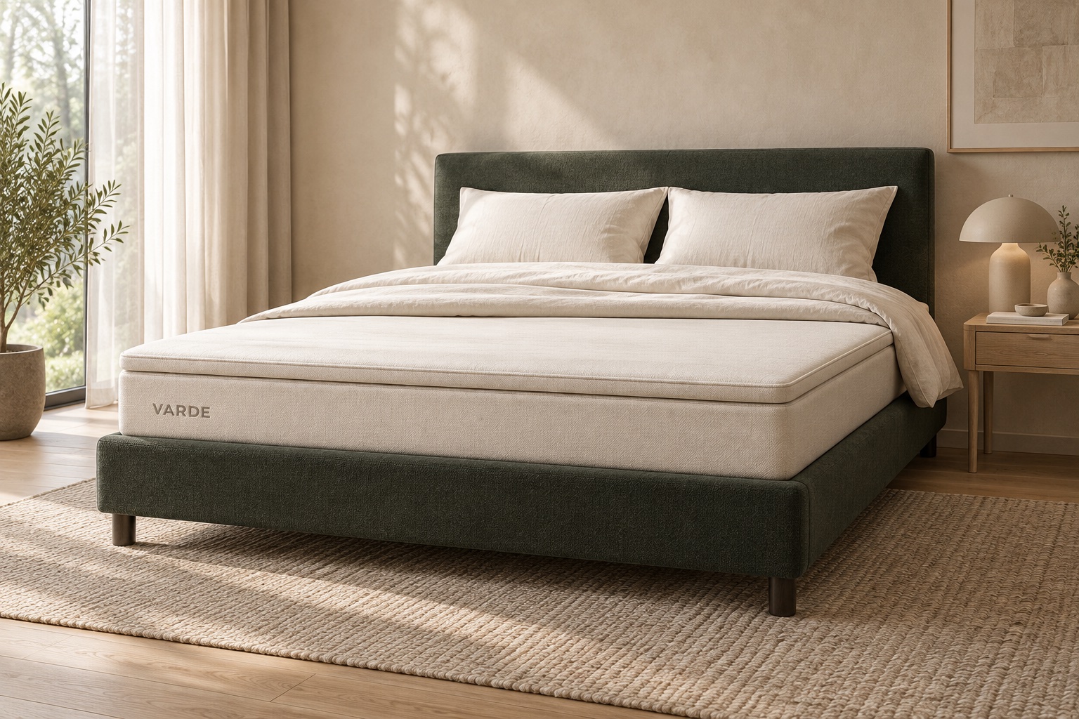 Varde sleeping platform concept in a calm Scandinavian bedroom